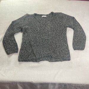 Calvin Klein Womens Plus Size Marled Knit Sweater Black White Size XL